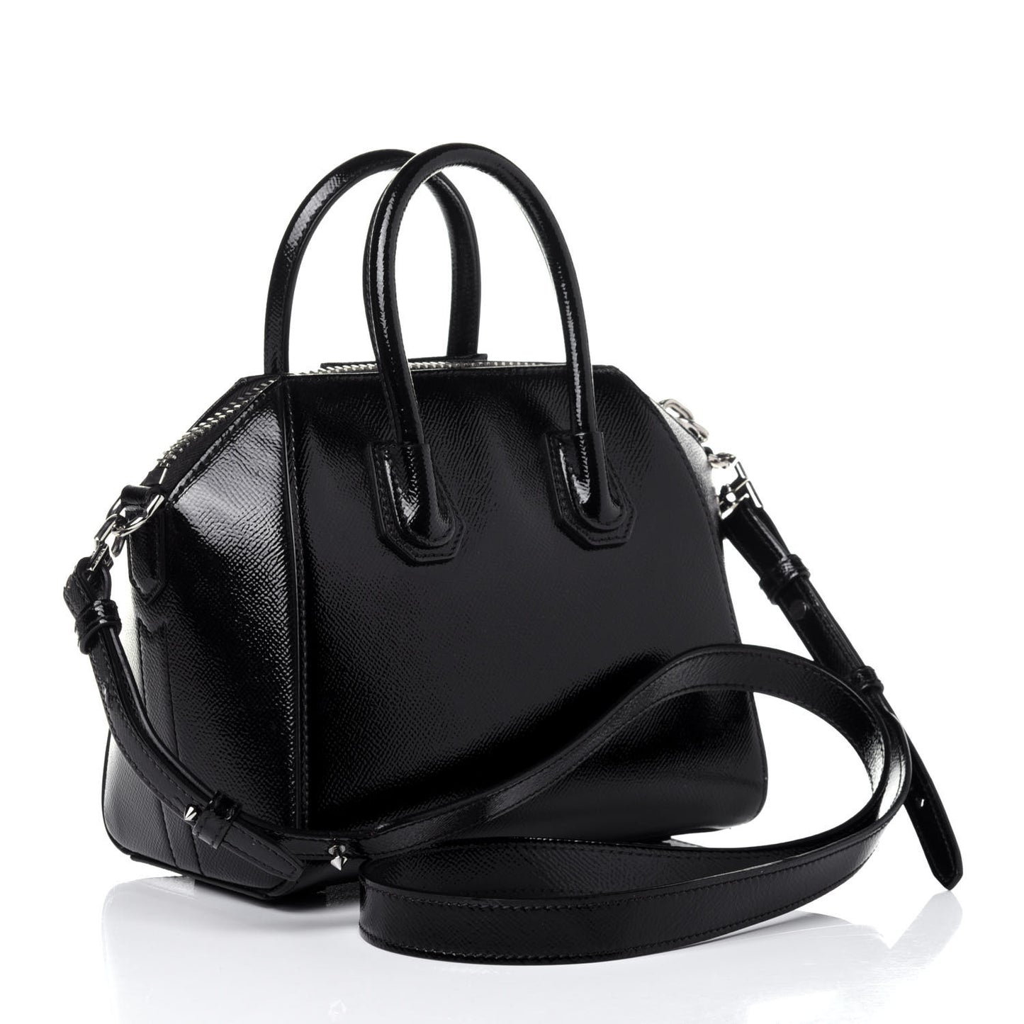 Textured Patent Calfskin Mini Antigona Black