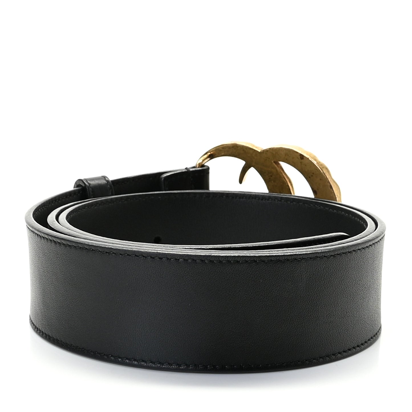 Moon Calfskin Pearl Double G 40mm Belt 90 36 Black Cream