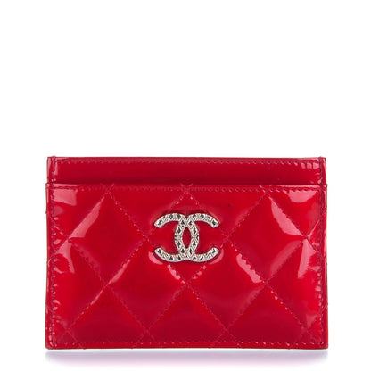 Chanel Patent Quilted Brilliant Card Holder Red 1 of 9