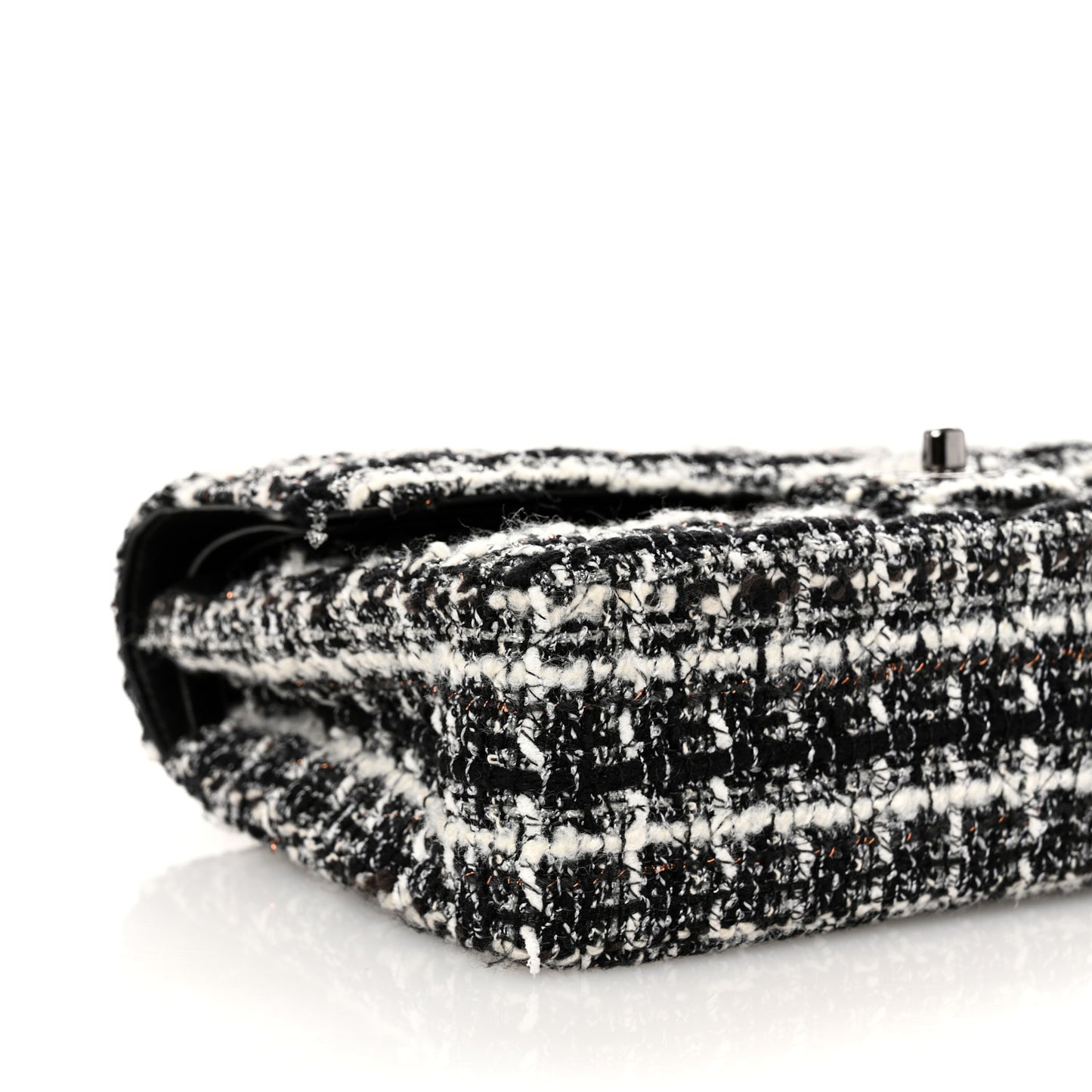 Tweed Quilted Medium Double Flap Black