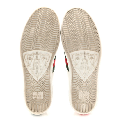 Gucci Calfskin Ayers Bee Embroidered Womens Ace Sneakers 36 White Green 6 of 10