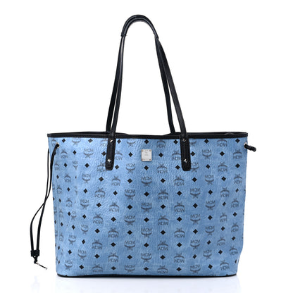 MCM Visetos Large Project Reversible Shopper Tote Munich Blue 3 of 15