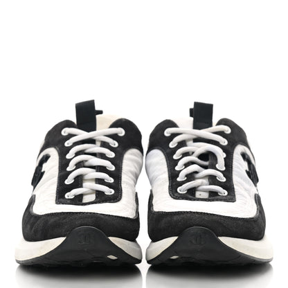 Chanel Nylon Suede Calfskin CC Sneakers 36 White Dark Grey 2 of 11