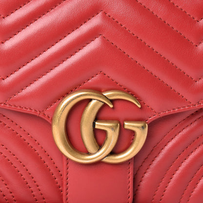 Gucci Calfskin Matelasse Sylvie Web Small GG Marmont Top Handle Shoulder Bag Hibiscus Red 8 of 14