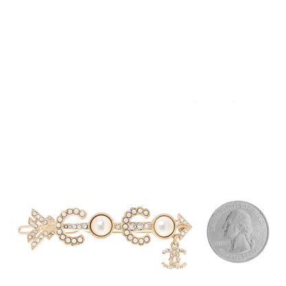 Chanel Pearl Crystal Queen of France Brooch Barrette Gold 2 of 4