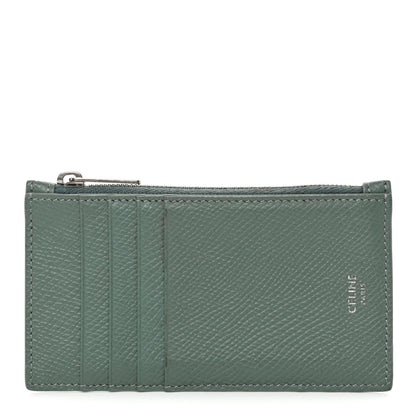 Celine Grained Calfskin Zipped Card Holder Celadon 1 of 7