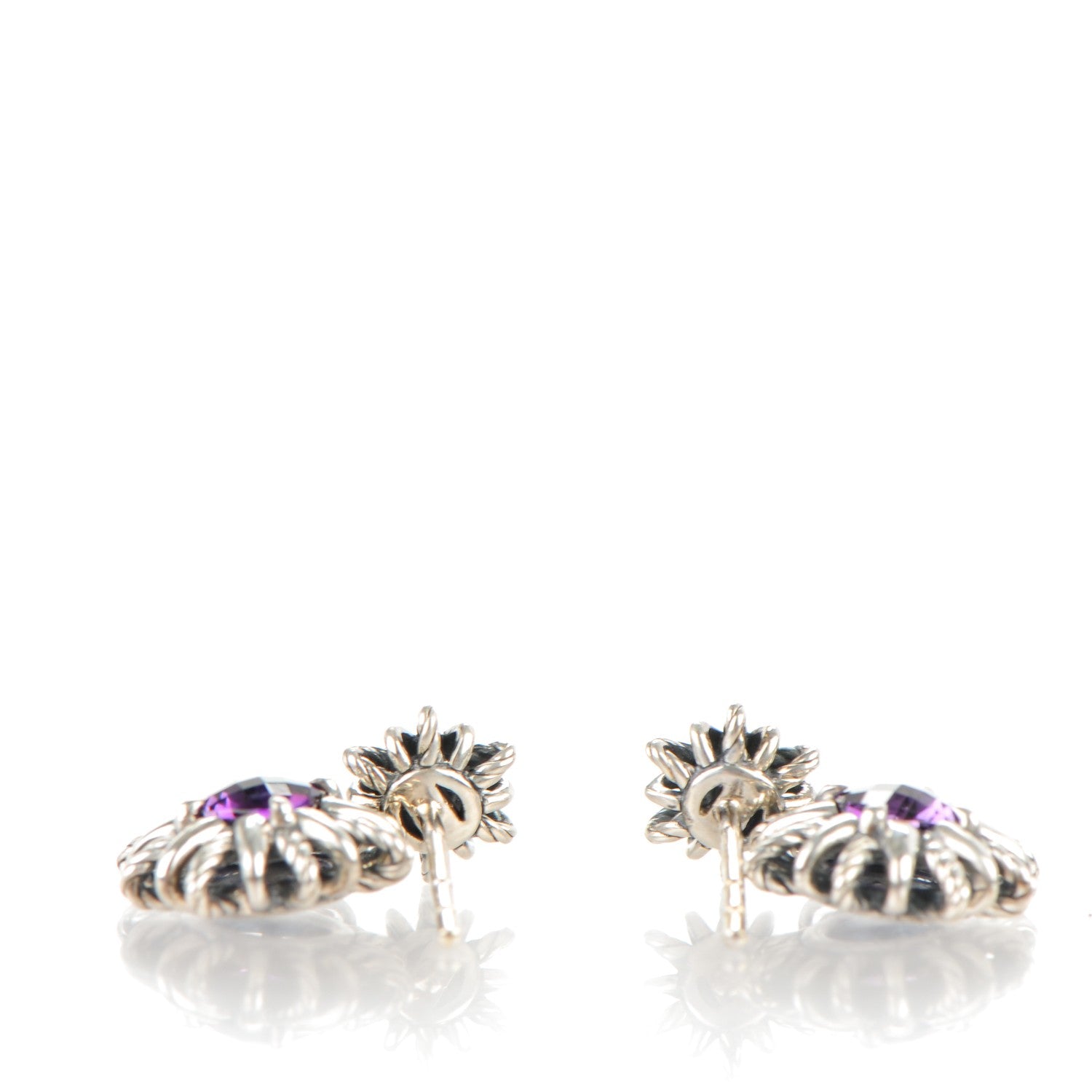 David Yurman Sterling Silver Amethyst 22mm Starburst Double Drop Earrings 3 of 4