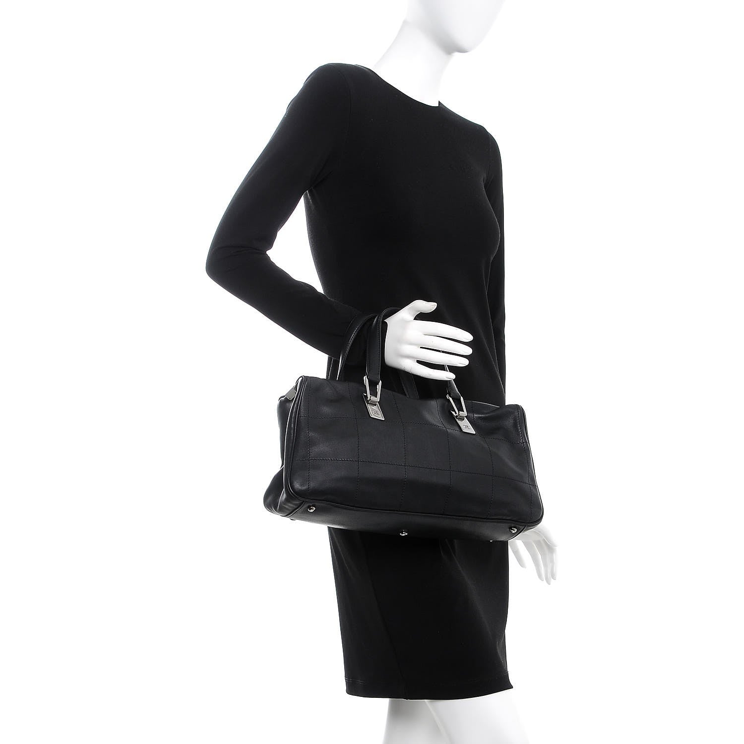 Chanel Lambskin Square Stitched Large Tote Black 2 of 9