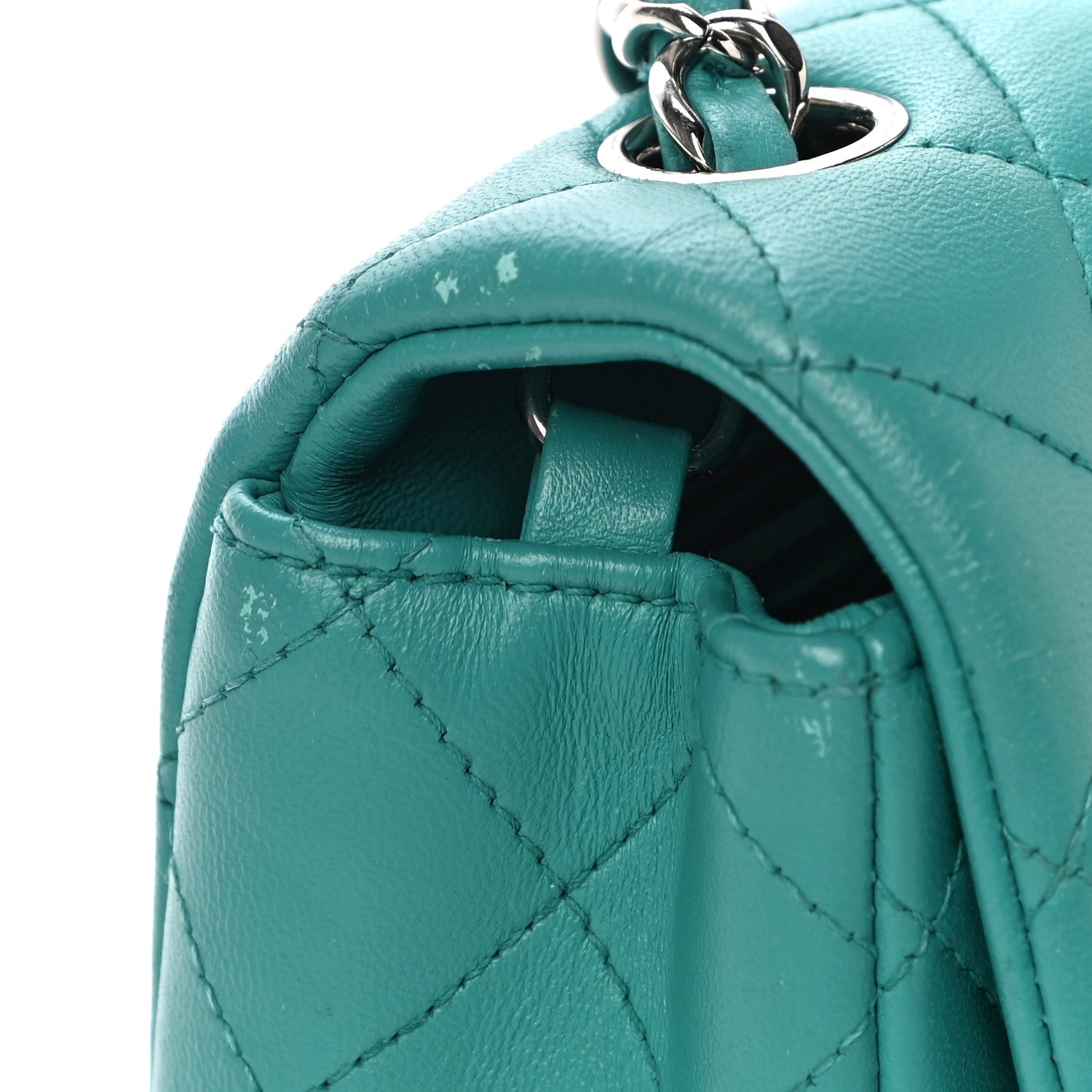 Chanel Lambskin Quilted Mini Rectangular Flap Turquoise 6 of 16