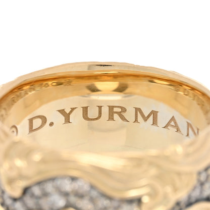 David Yurman 18K Yellow White Gold Cognac Diamond Waves Band Ring 66 11.5 4 of 5