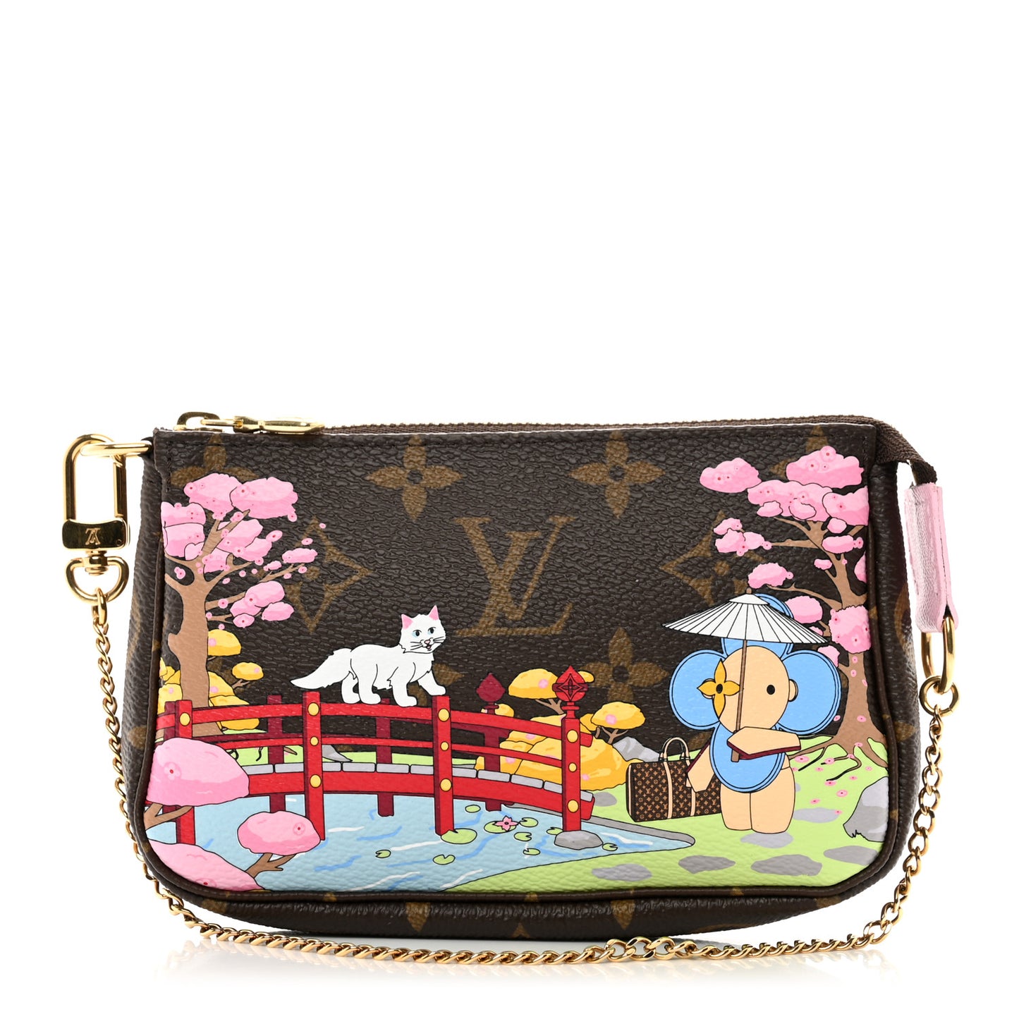 Monogram 2021 Christmas Animation Japanese Garden Mini Pochette Accessories Wisteria Pink