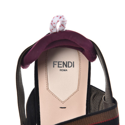 Fendi Velvet FF Colibri Slingback Ballerina Flats 39 Tobacco Black Red 7 of 8