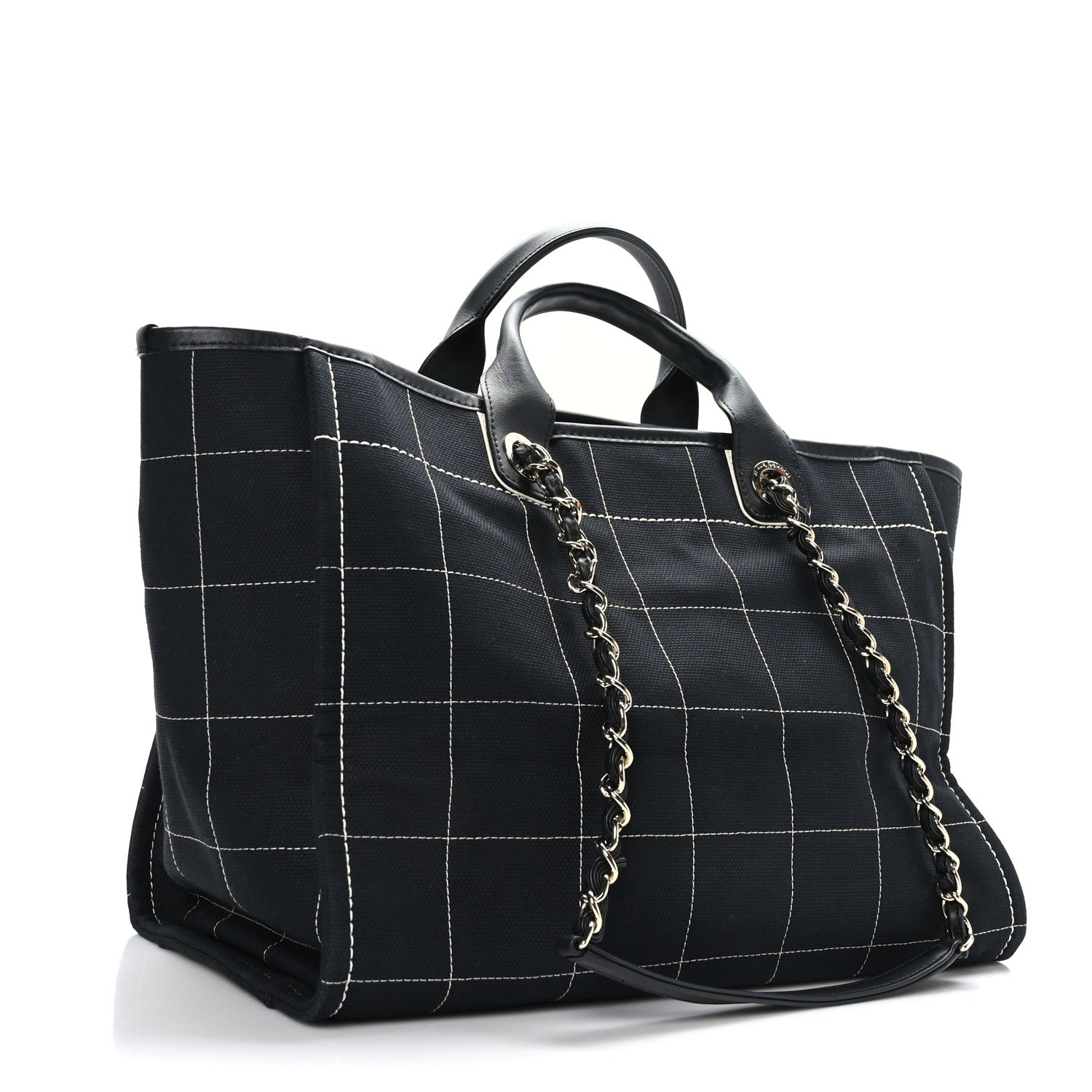 Chanel Cotton Medium Deauville Tote Black White 4 of 12