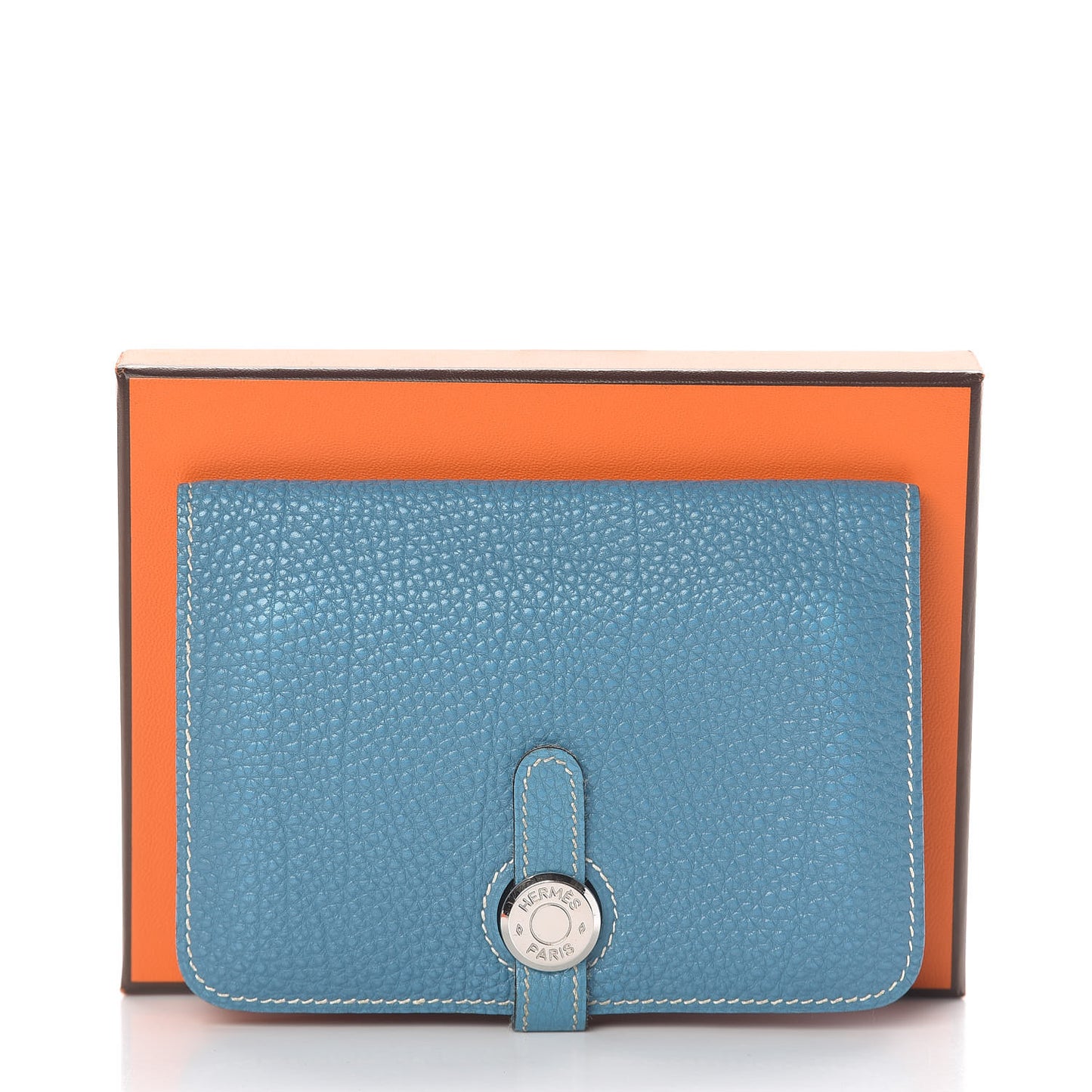Togo Dogon Compact Wallet Blue Jean