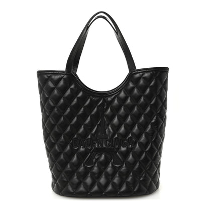 Balenciaga Calfskin Quilted Paris Shopper Tote Black 1 of 12