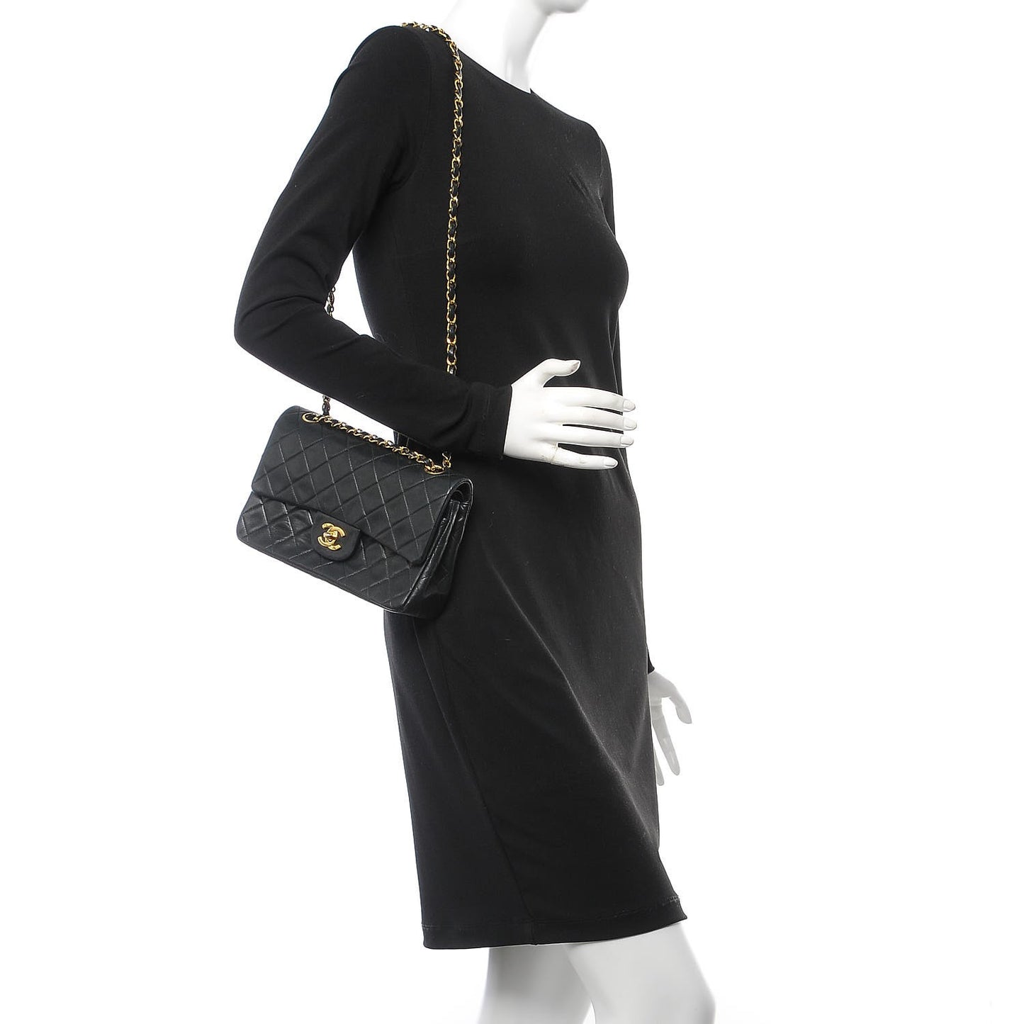 Lambskin Quilted Small Double Flap Black