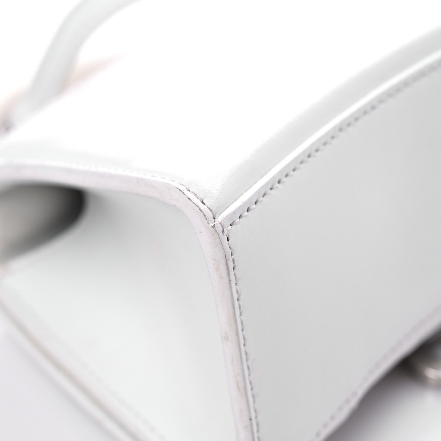 Balenciaga Box Calfskin Graffiti Logo Hourglass Top Handle Bag XS White Light Silver 9 of 16