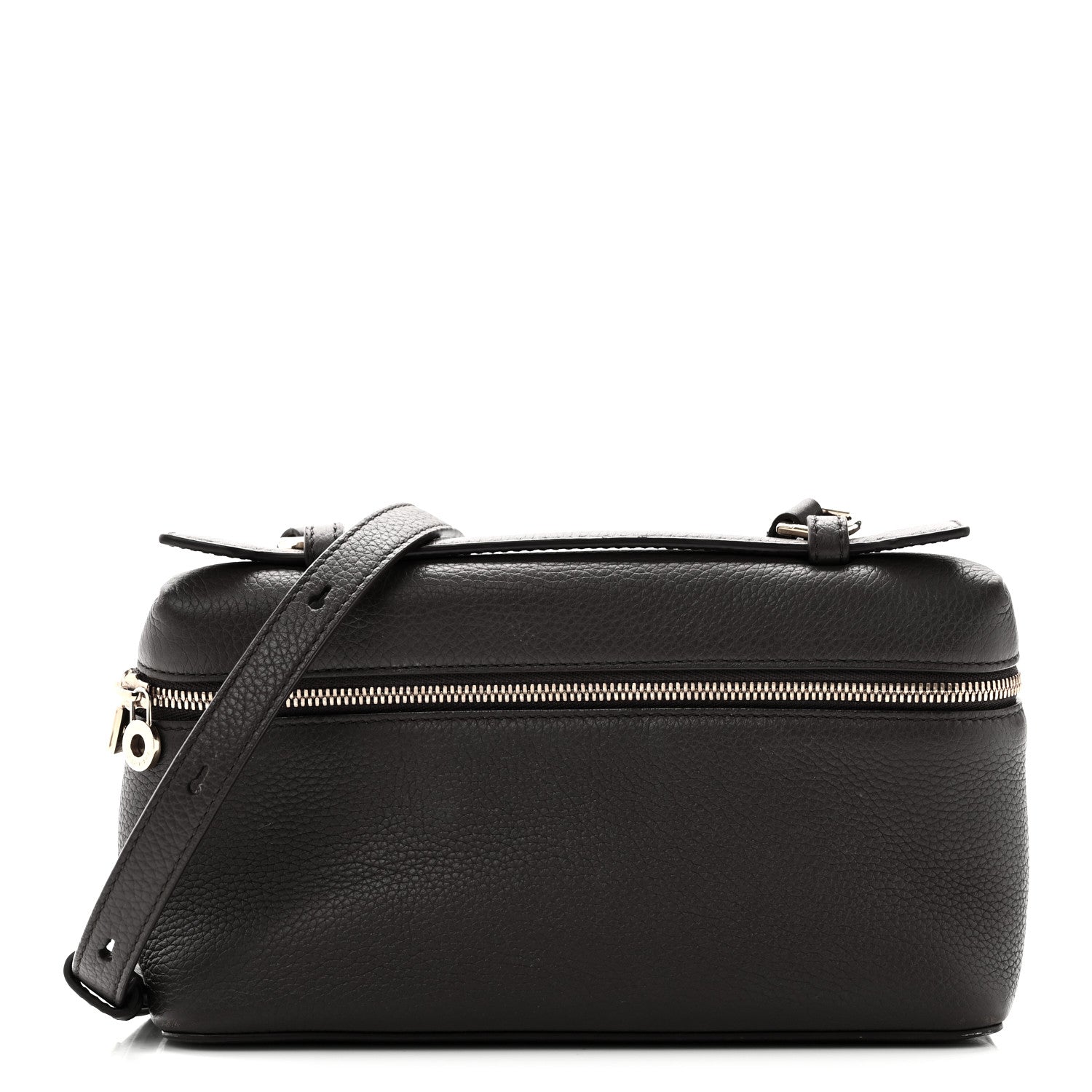 Loro Piana Grained Calfskin L19 Extra Pocket Pouch Dark Chocolate