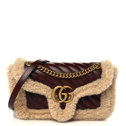 Gucci Azalea Calfskin Wool Matelasse Diagonal Small GG Marmont Shoulder Bag Sand Desert 1 of 8