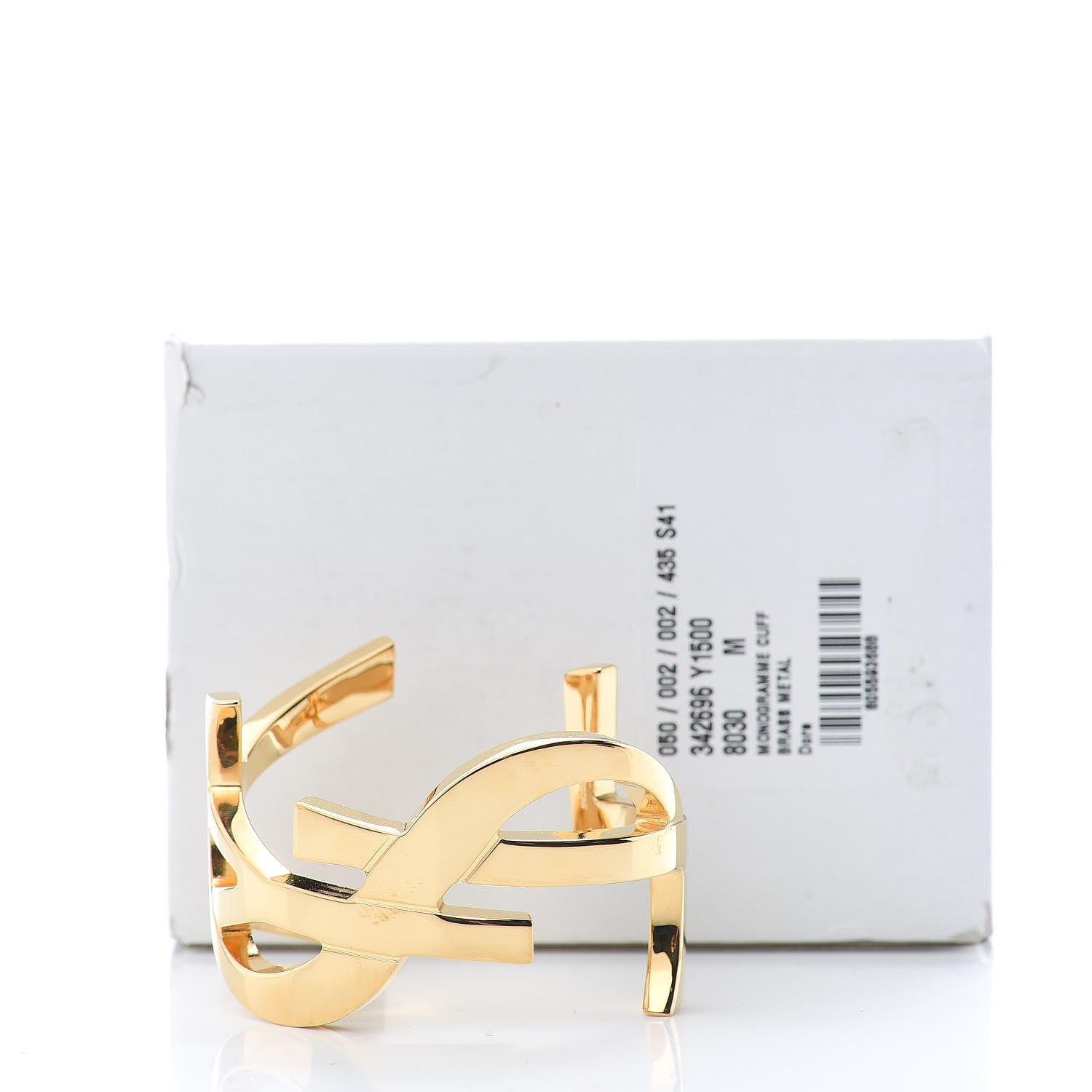 Saint Laurent Brass Monogram Medium Cuff Bracelet Gold 5 of 5