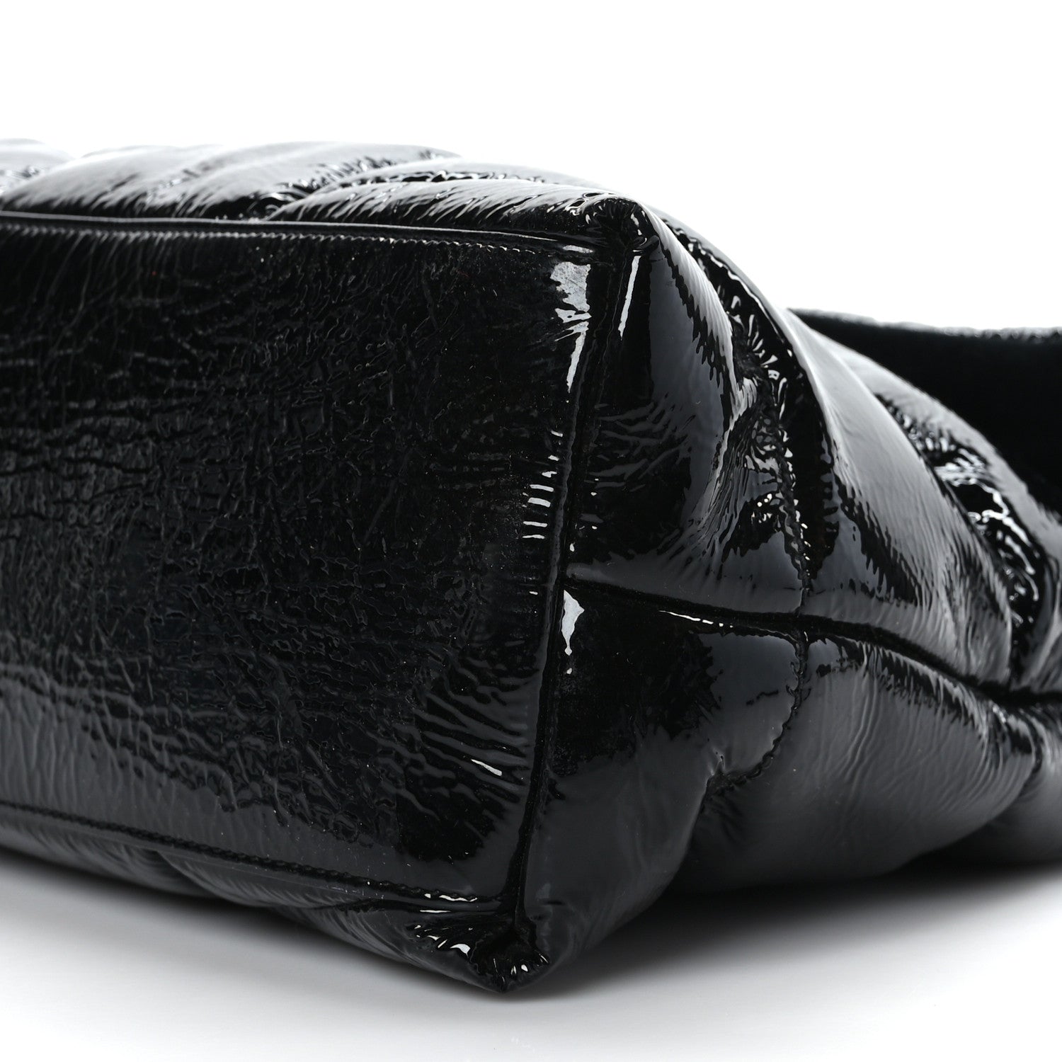 Saint Laurent Patent Lambskin Quilted Medium Loulou Puffer Monogram Chain Satchel Black 9 of 9