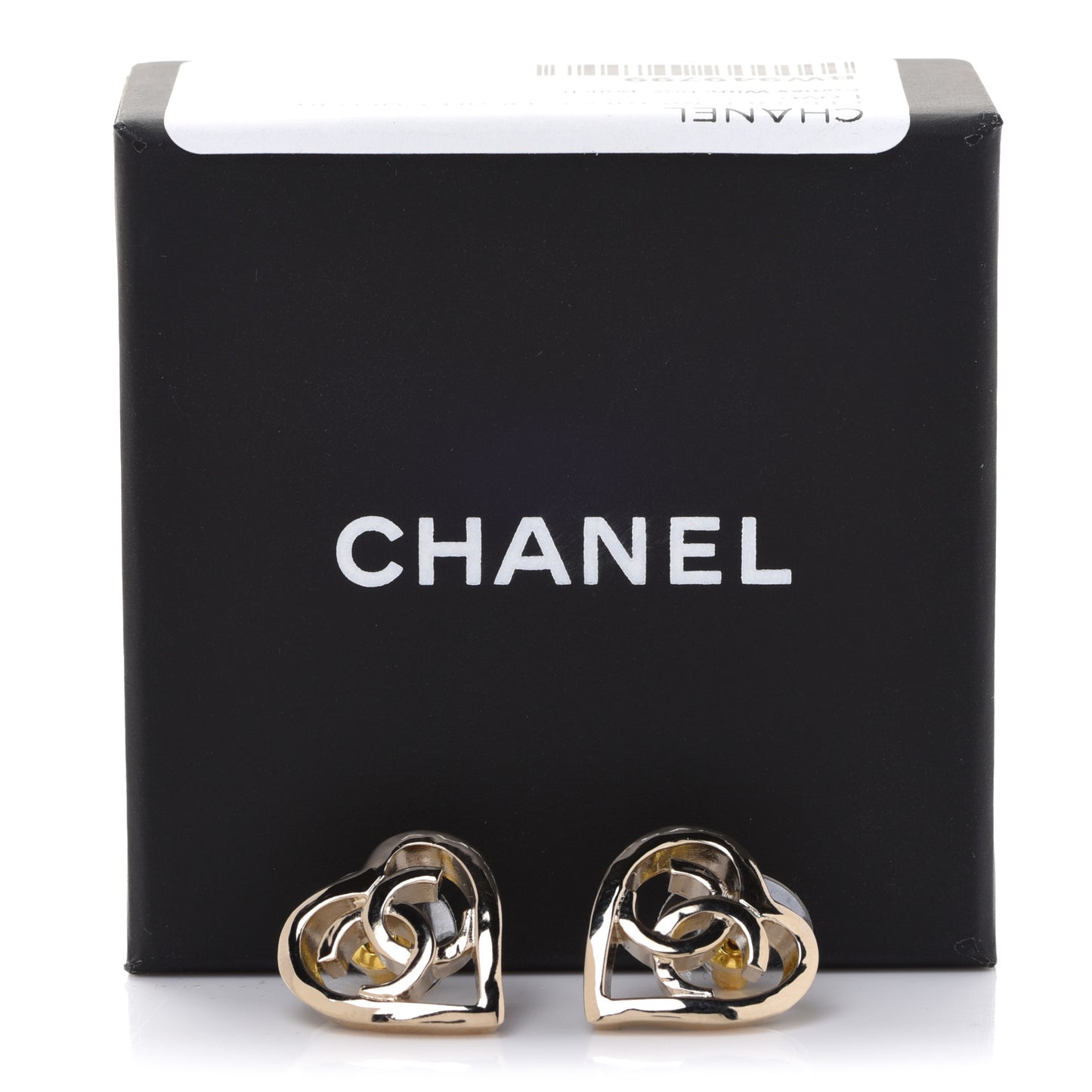 Metal CC Heart Coco In Love Earrings Gold
