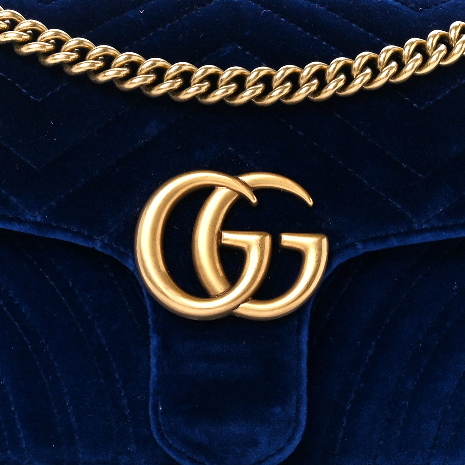 Gucci Velvet Matelasse Small GG Marmont Shoulder Bag Cobalt Blue 9 of 11
