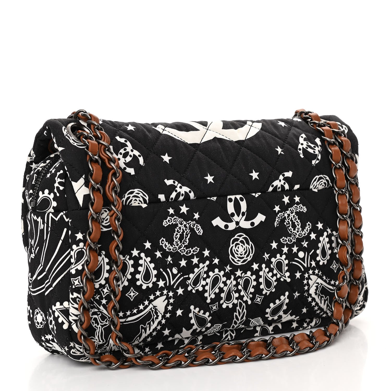 Chanel Cotton Quilted Paris Dallas Medium Bandana Flap Blue 3 of 10