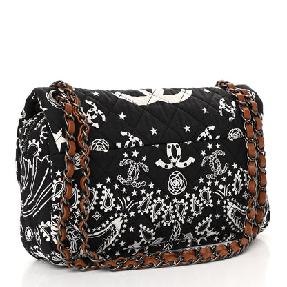 Chanel Cotton Quilted Paris Dallas Medium Bandana Flap Blue 3 of 10
