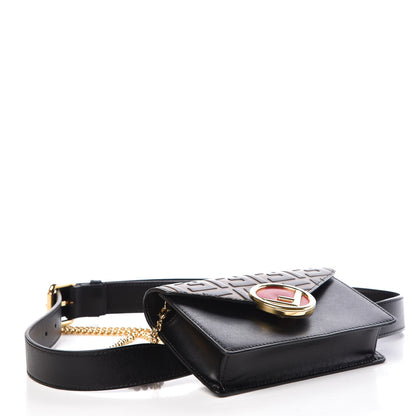 Fendi Vitello Liberty F is Fendi Bi-Color FF 1974 Embossed Envelope Belt Bag Maya Black 5 of 9