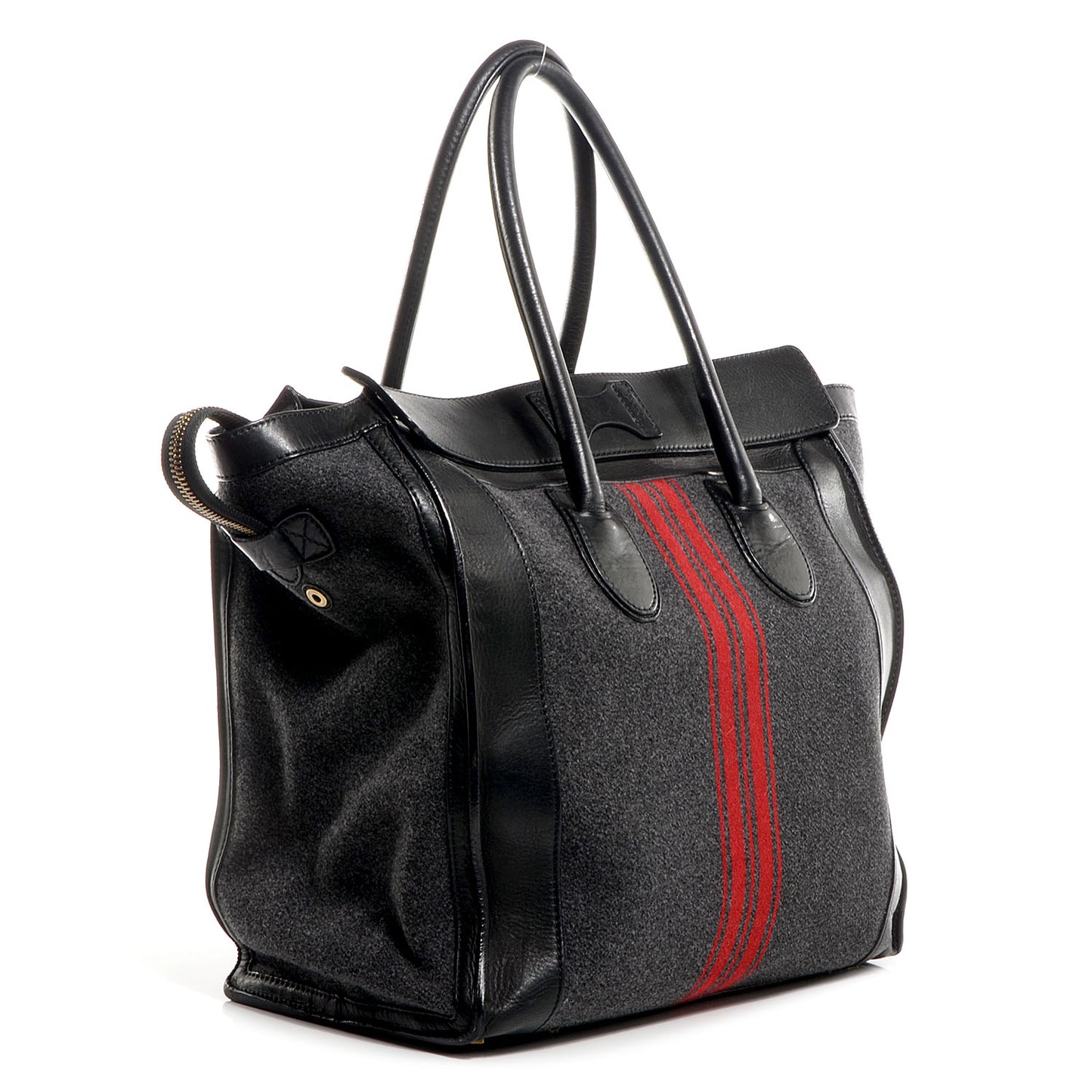 Wool Racer Stripe Medium Luggage Grey Red