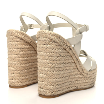 Saint Laurent Calfskin Tribute 95 Platform Espadrille Wedge Sandals 38.5 Porcellana 4 of 11
