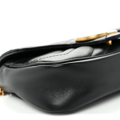 Gucci Calfskin Matelasse Super Mini GG Marmont Shoulder Bag Black 9 of 11
