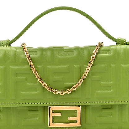 Fendi Nappa Matisse FF Embossed Baguette Continental Wallet With Chain Rain Forest 8 of 11