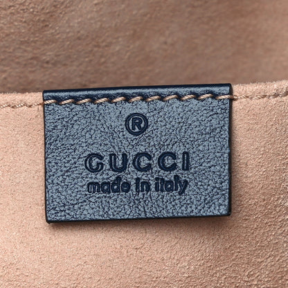 Gucci Vintage Effect Calfskin Matelasse Diagonal Small Torchon GG Marmont Chain Shoulder Bag Mystic White Blue Agata 6 of 13