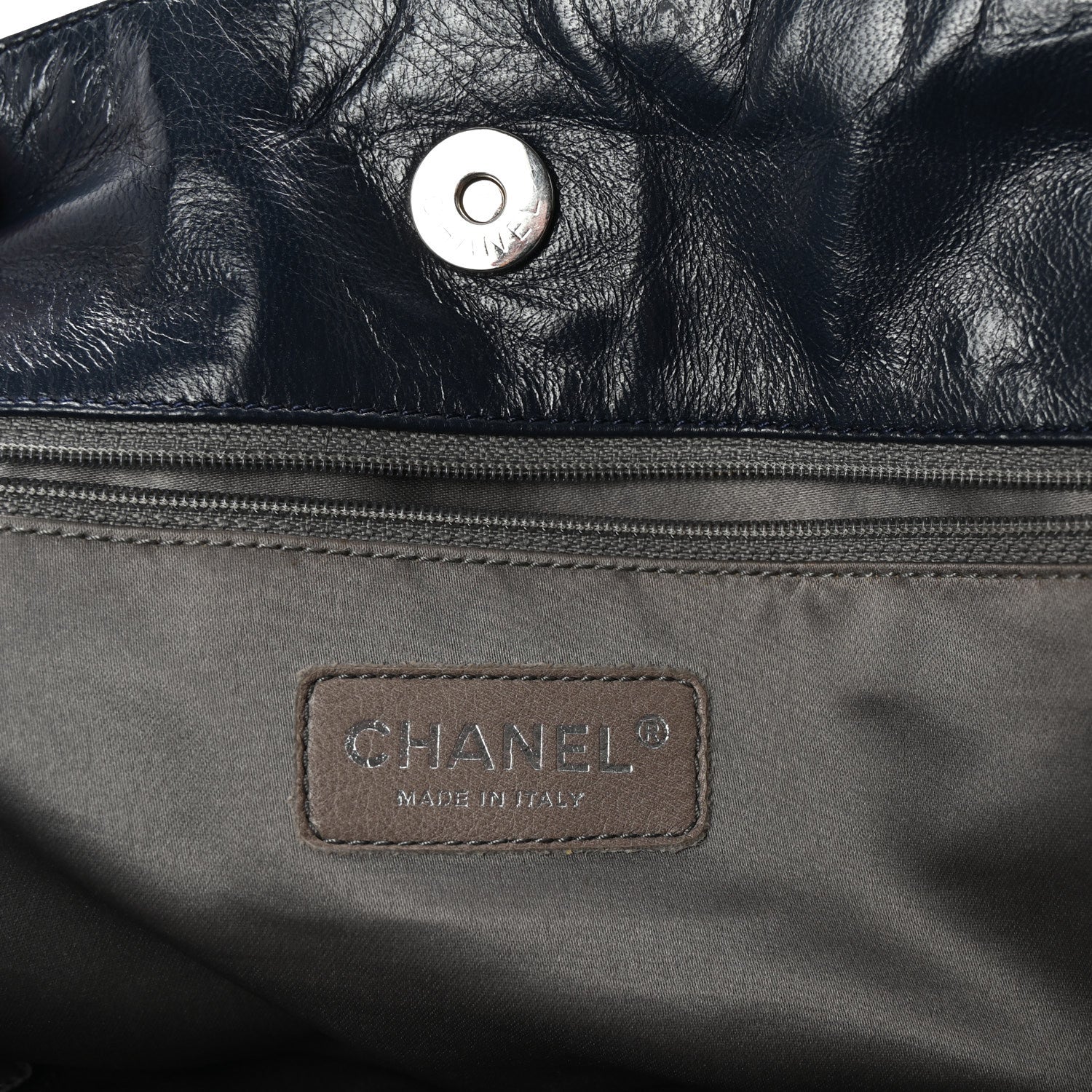 Chanel Lambskin Quilted Hidden Chain Tote Navy 6 of 9