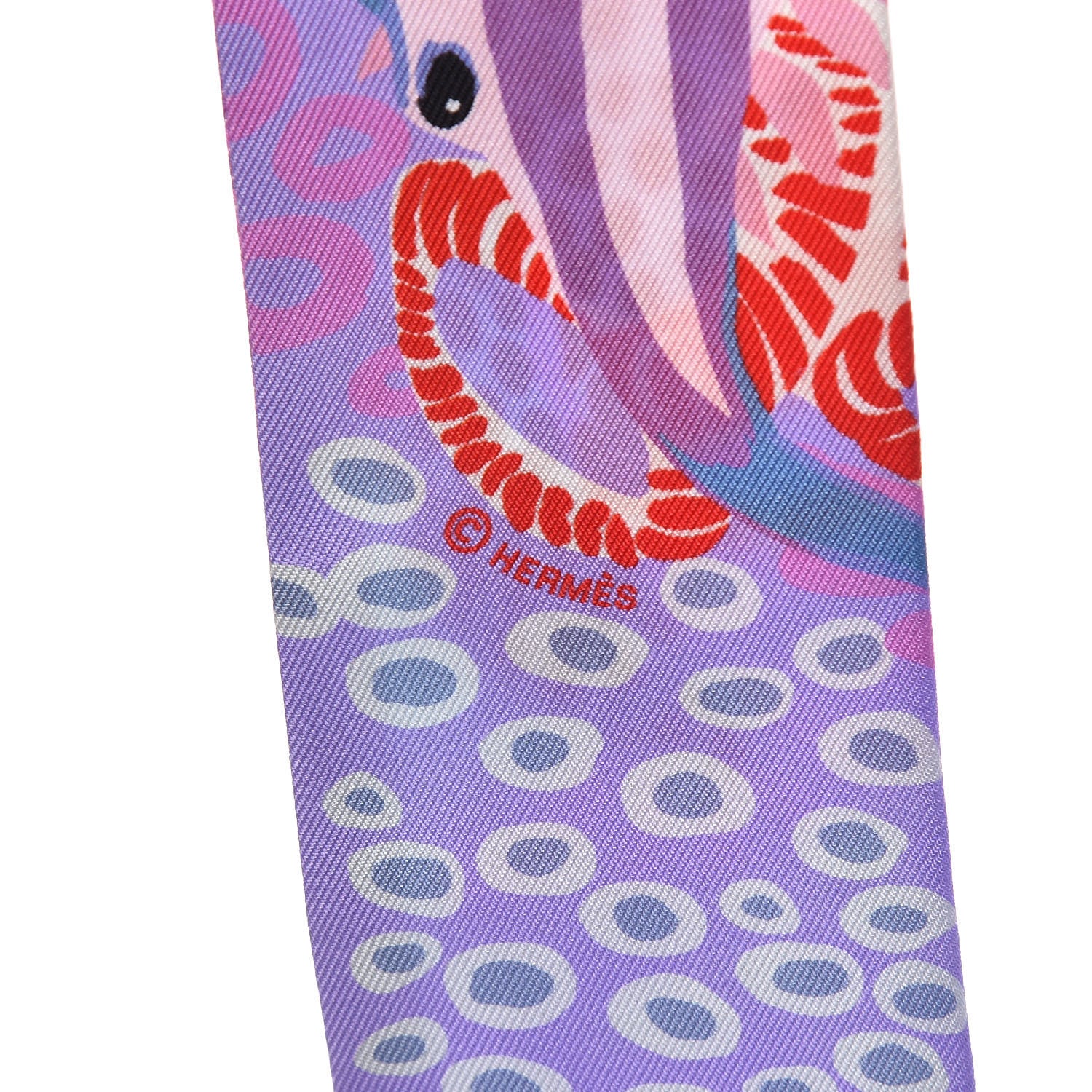 Hermes Silk Under The Waves Twilly Framboise Parme Rouge 5 of 5