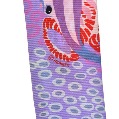 Hermes Silk Under The Waves Twilly Framboise Parme Rouge 5 of 5