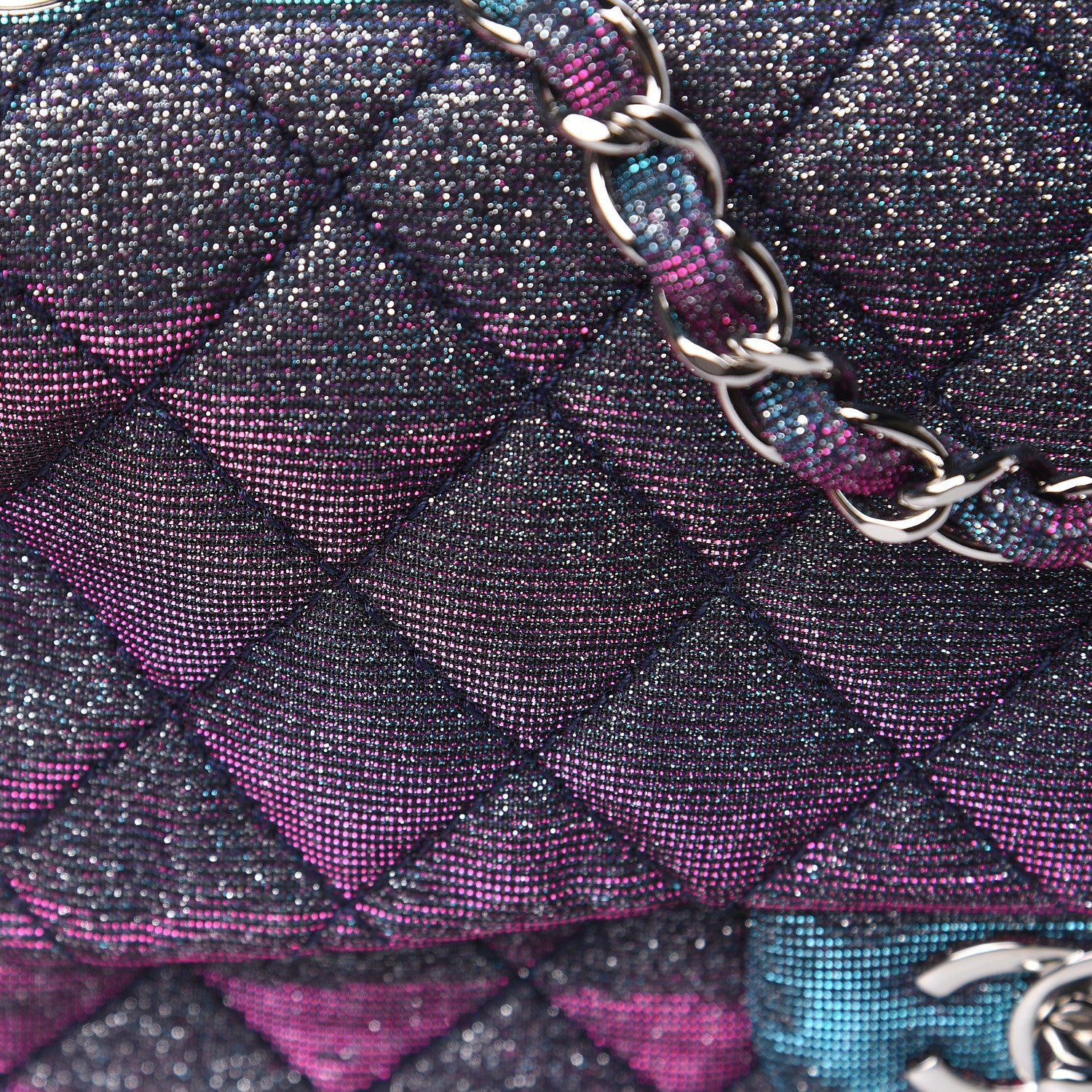 Chanel Iridescent Glitter Fabric Jumbo Single Flap Multicolor 9 of 12