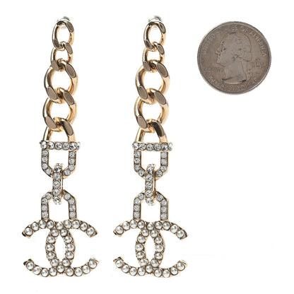 Chanel Metal Crystal CC Vendome CC Dangle Earrings Gold 2 of 4