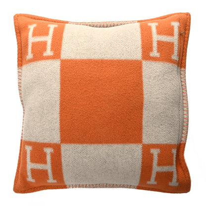Hermes Wool Cashmere Avalon Pillow PM Ecru Potiron 2 of 3