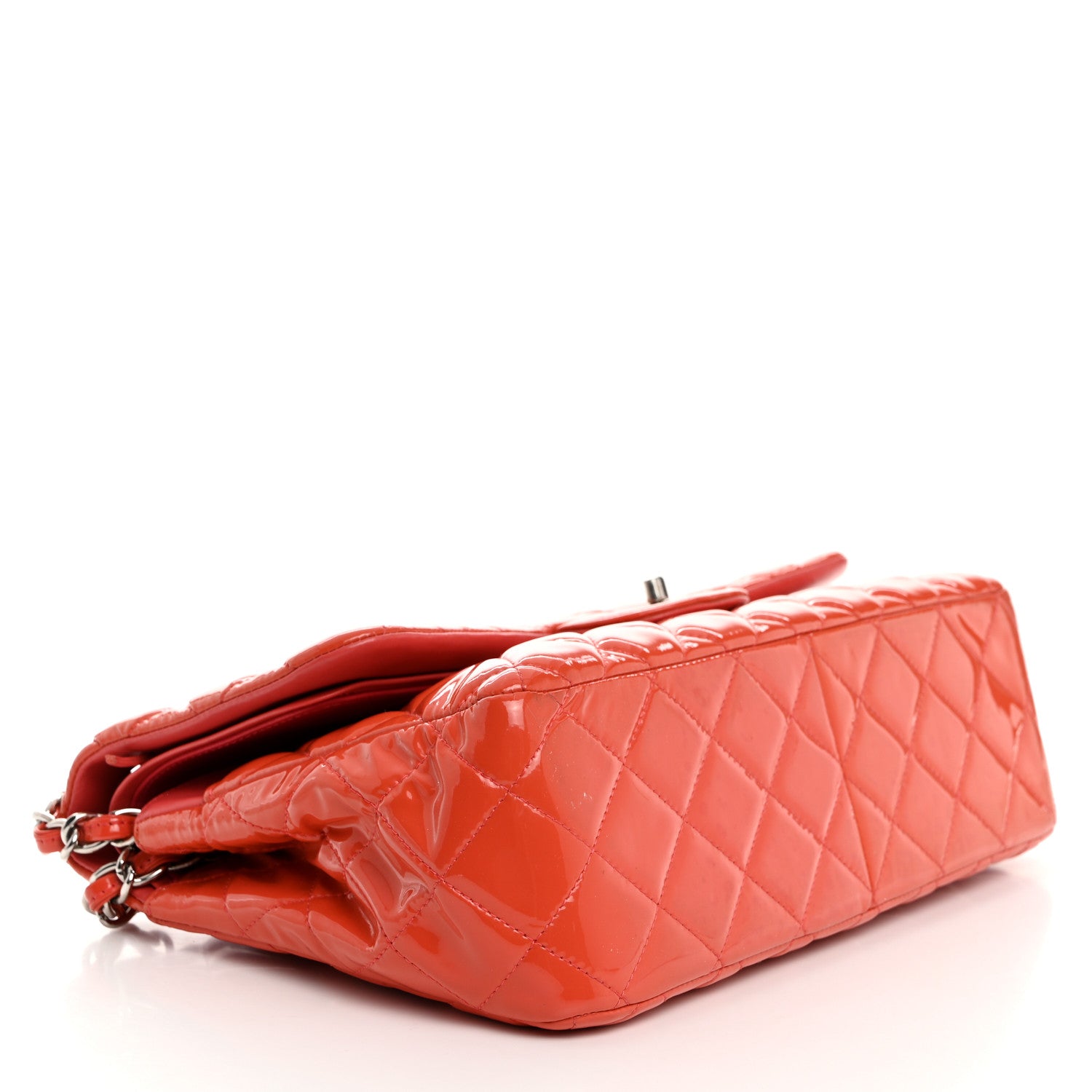 Chanel Patent Quilted Jumbo Double Flap Orange 4 of 10