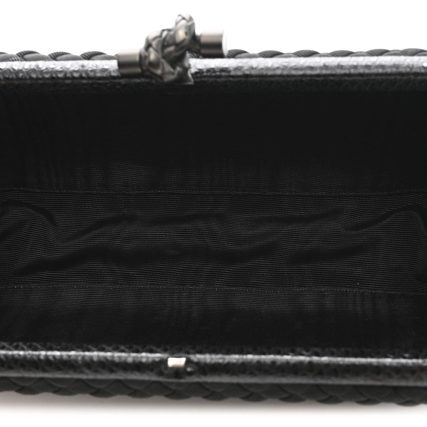 Bottega Veneta Satin Ayers Intreccio Impero Stretch Knot Clutch Black 5 of 9