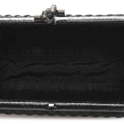 Bottega Veneta Satin Ayers Intreccio Impero Stretch Knot Clutch Black 5 of 9