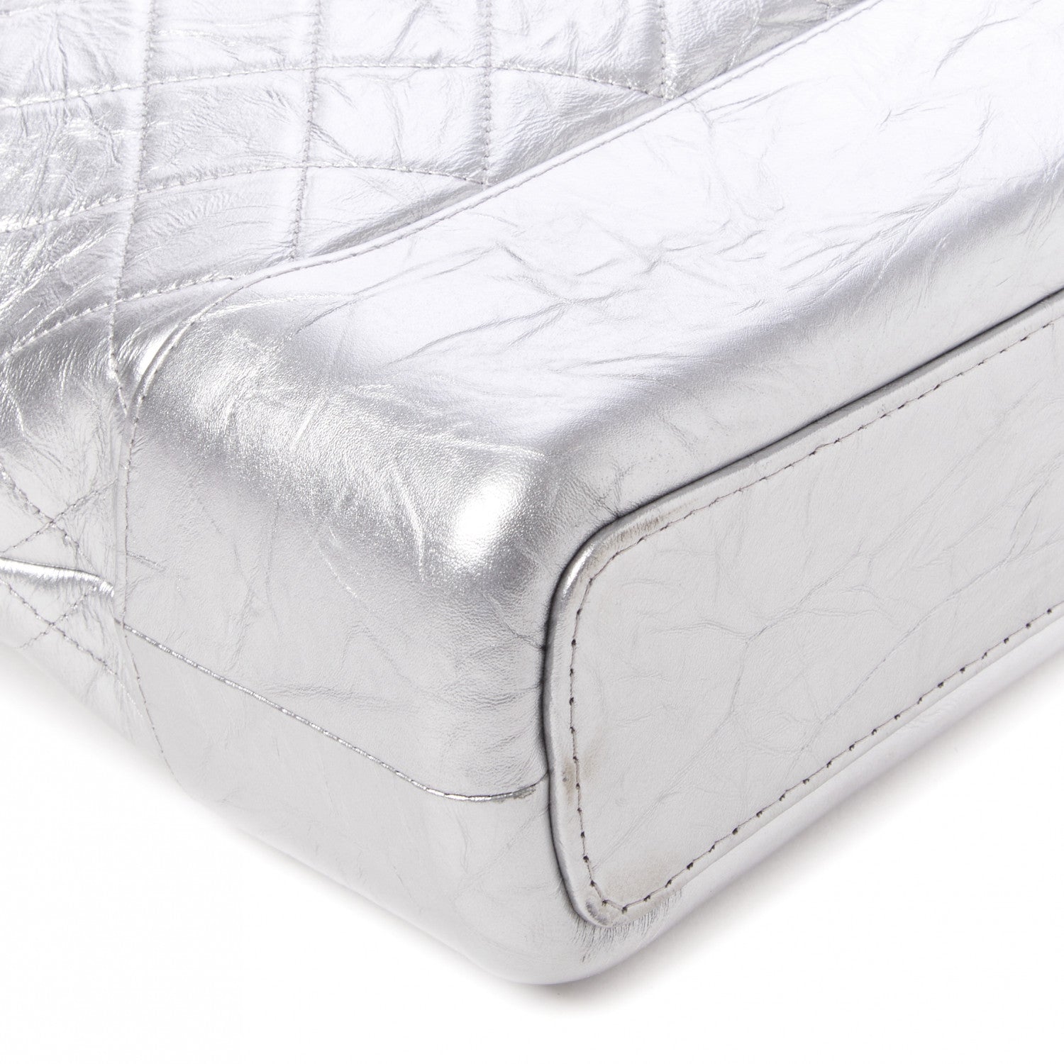 Chanel Metallic Lambskin Calfskin Quilted Large Gabrielle Hobo Silver 5 of 9