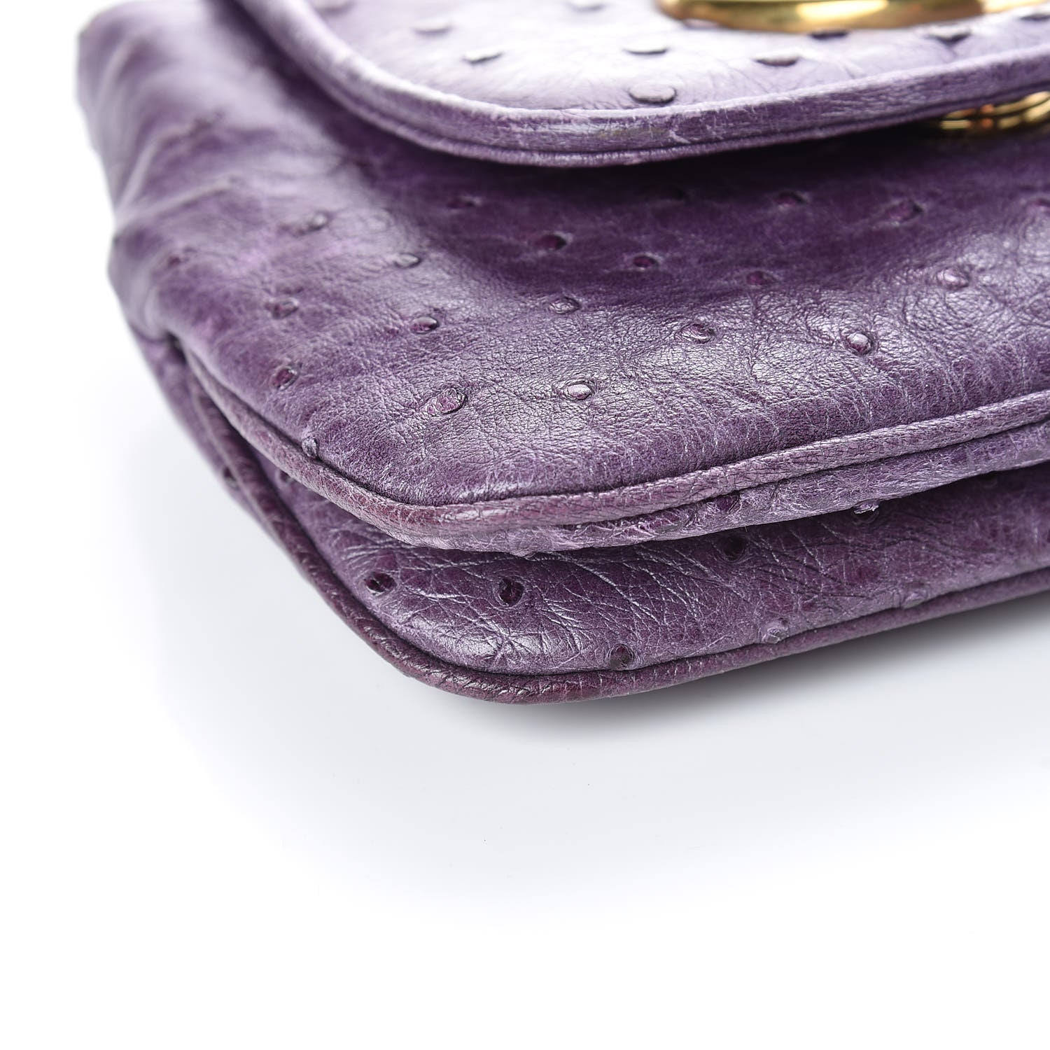 Gucci Ostrich Small 1973 Chain Shoulder Bag Purple 9 of 12
