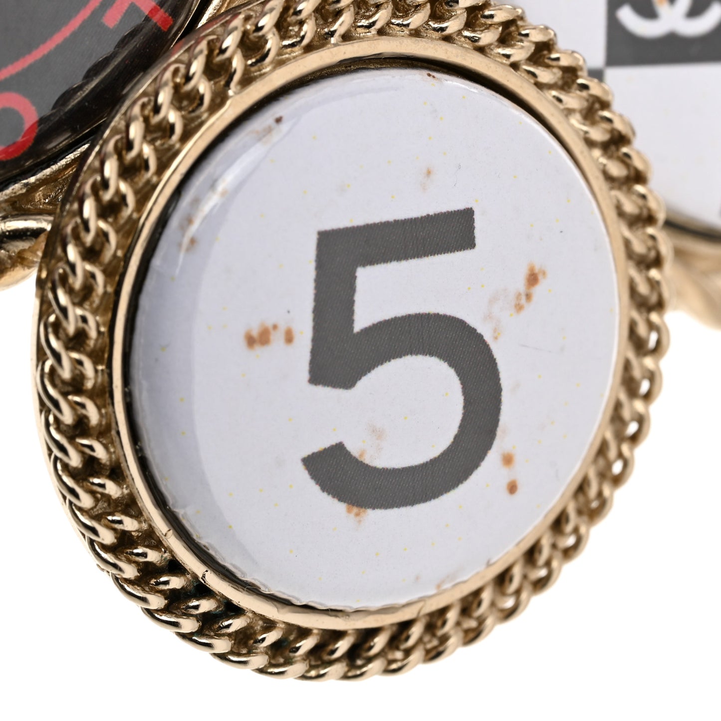 Logo Button Brooch Gold
