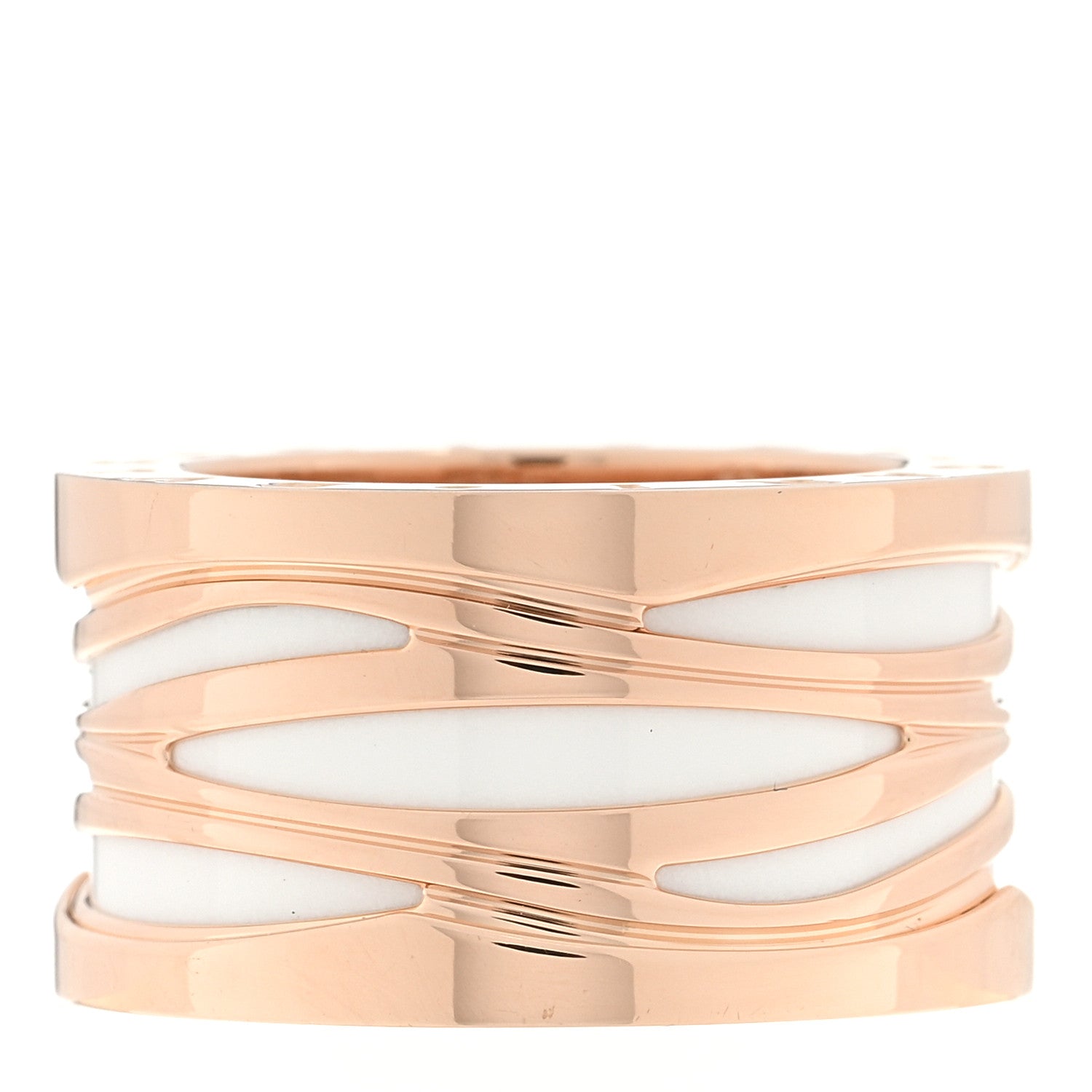 Bulgari 18K Rose Gold White Ceramic B.Zero1 Legend Four-Band Ring 53 6.5 1 of 5