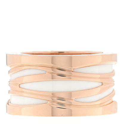 Bulgari 18K Rose Gold White Ceramic B.Zero1 Legend Four-Band Ring 53 6.5 1 of 5