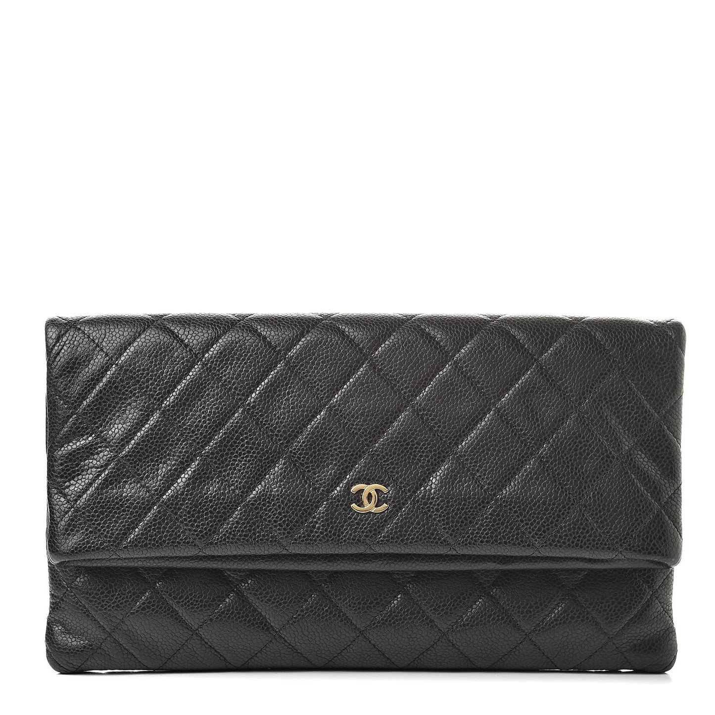 Caviar Quilted CC Beauty Clutch Black
